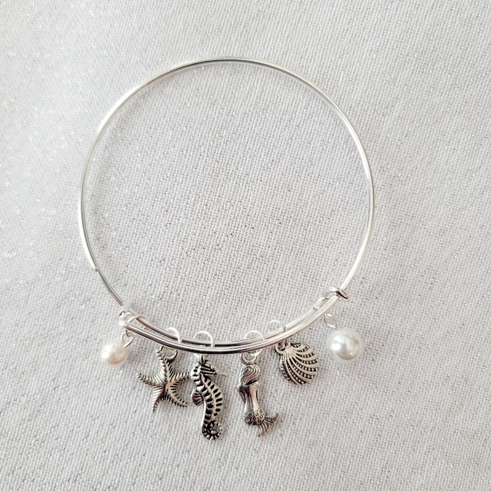 Mermaid Ocean Themed Charm Bangle Bracelets